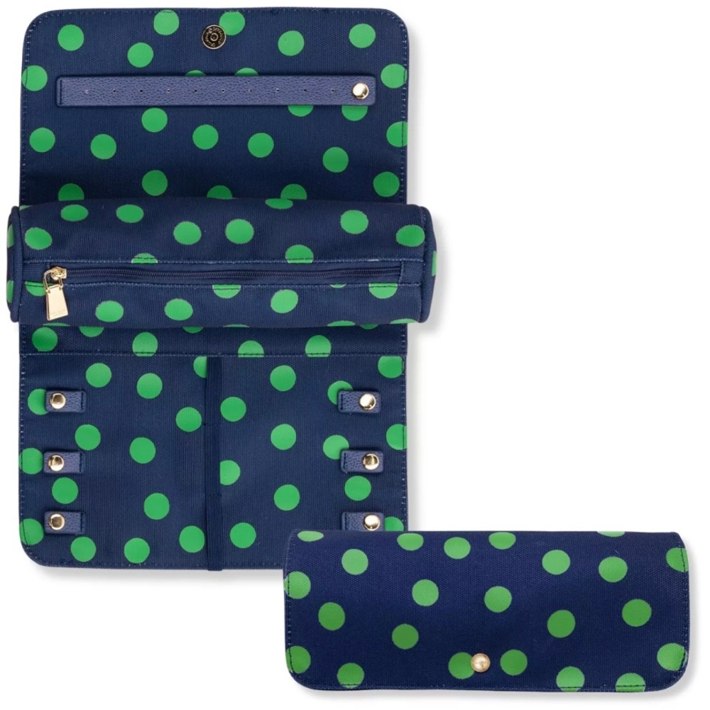 NWT KATE SPADE Navy Canvas Roll Up Jewelry Case